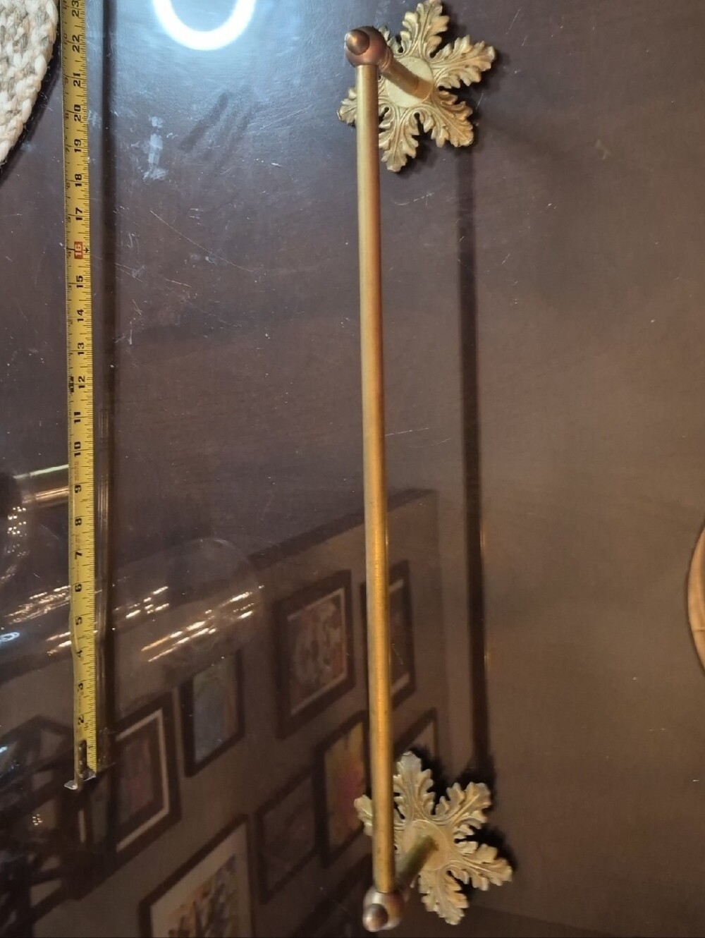 Solid Brass Display Rod With Brass Leafs Vintage